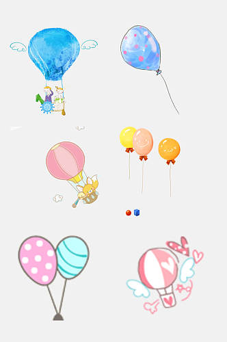 彩色气球热气球免抠素材