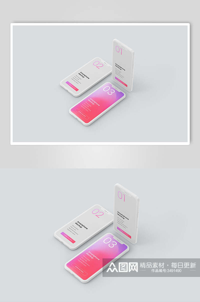 粉紫色手机界面展示样机设计素材