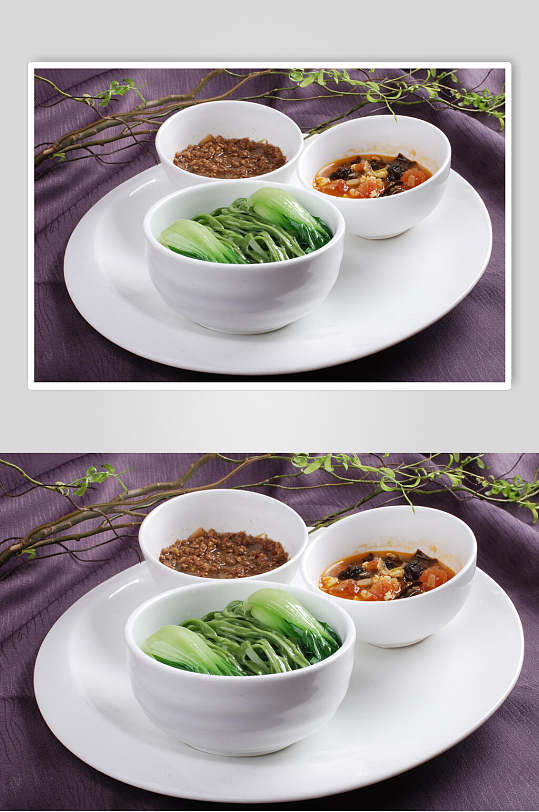 五彩菠菜面碗食物高清图片