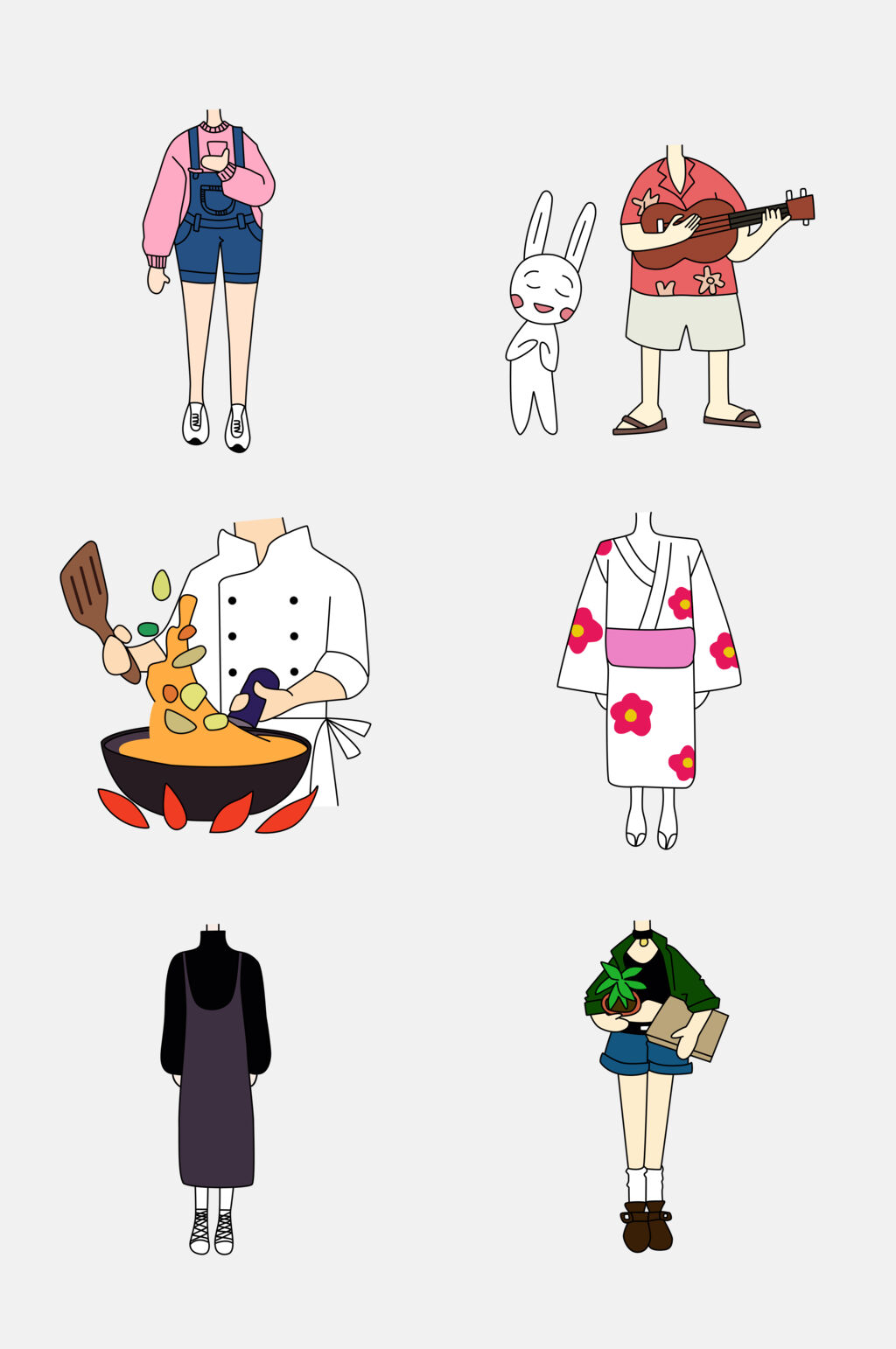时尚无头小人免抠素材素材