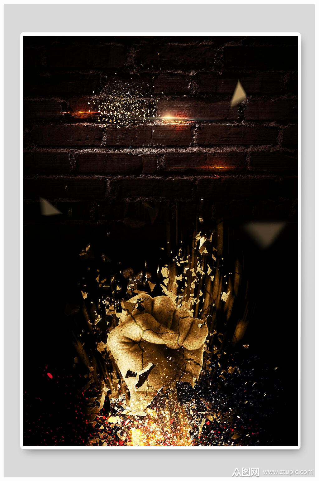 金色拳头倒计时海报背景