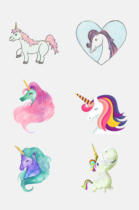 炫彩动物独角兽免抠元素