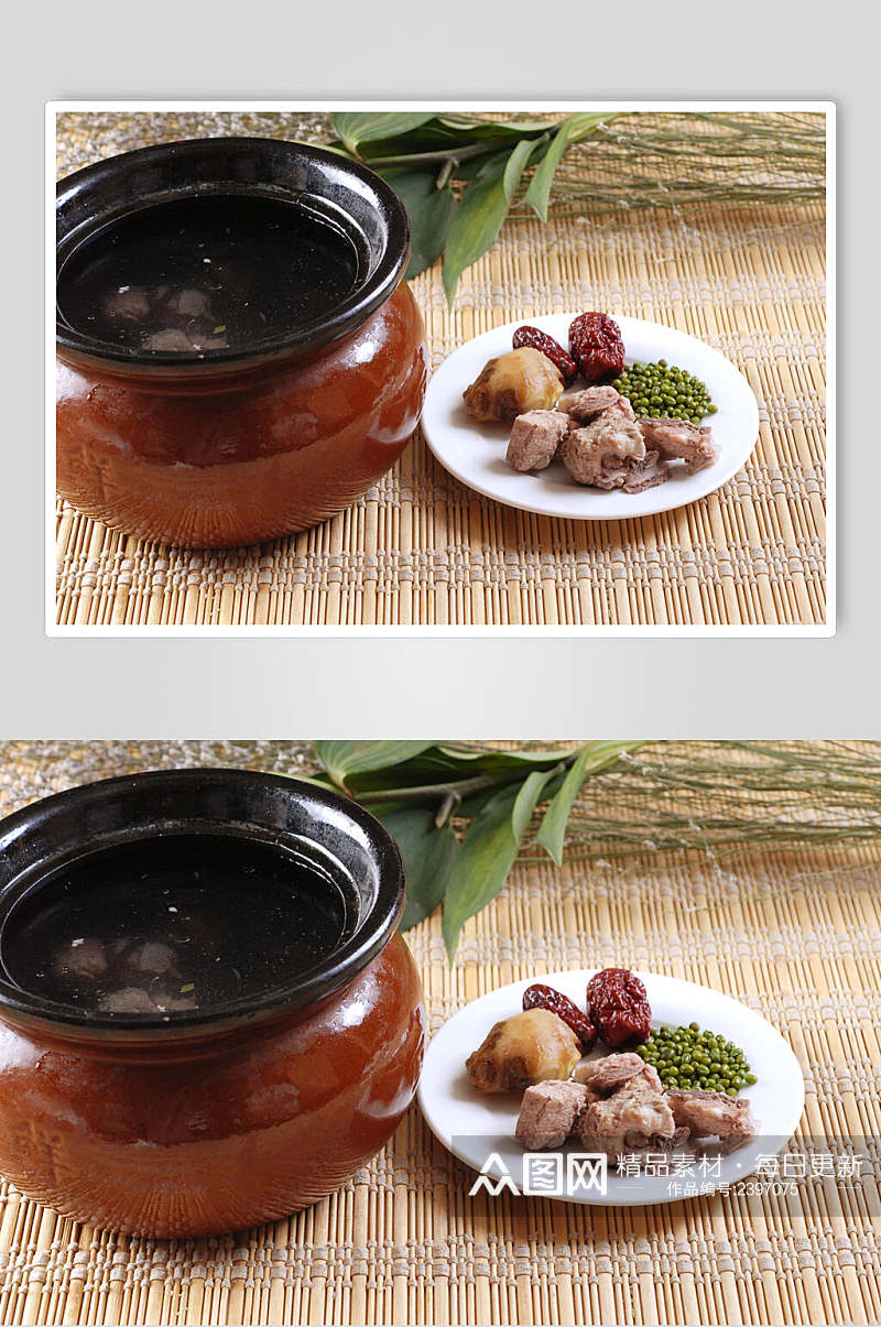 汤菜绿豆排骨汤元份食物高清图片素材