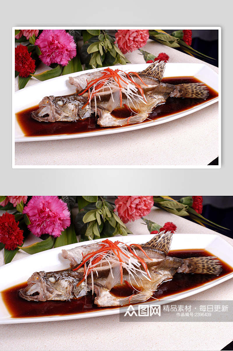 招牌热菜清蒸鲈鱼食物图片素材