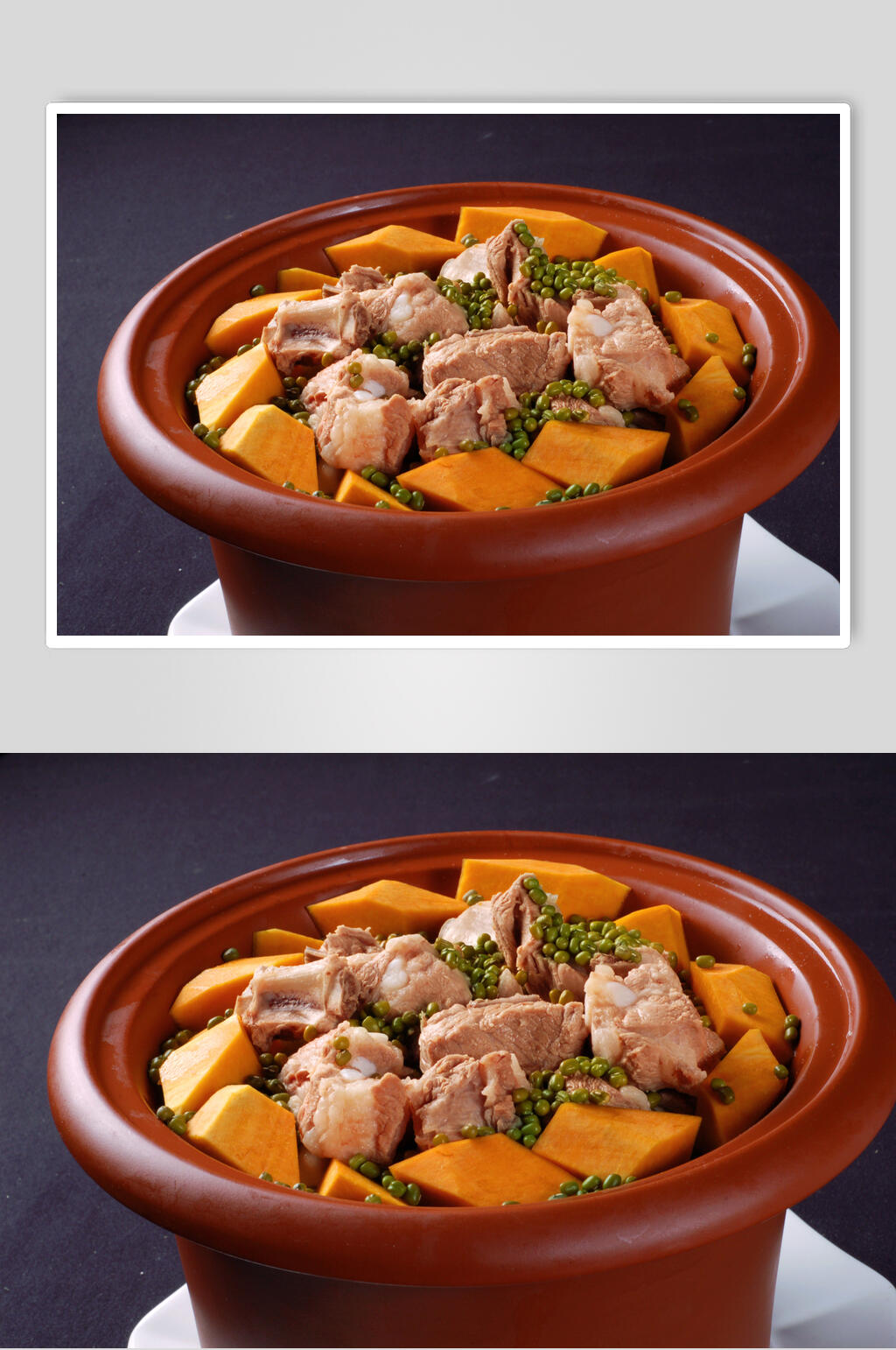 炖品南瓜绿豆排骨汤食物高清图片素材