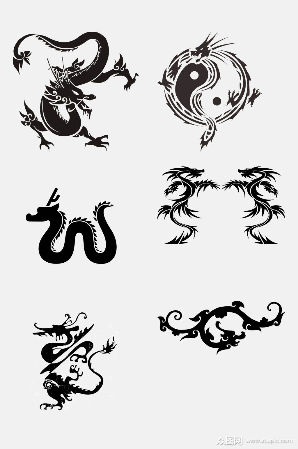 水墨风中国风龙纹图案免抠素材素材