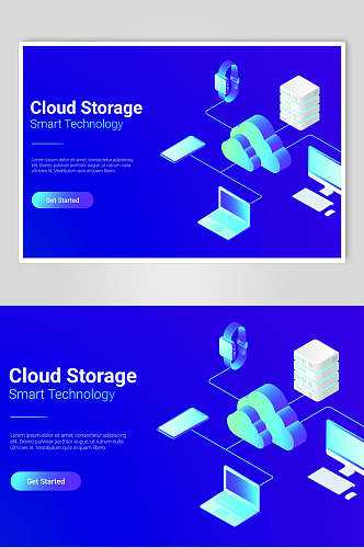 云存储网站页面矢量素材