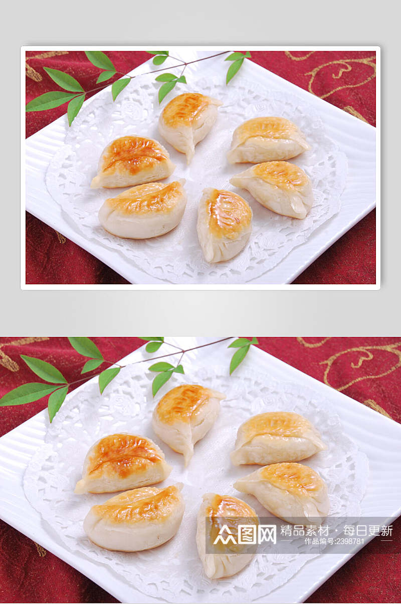 新鲜锅贴煎饺食品摄影图片素材