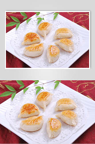 新鲜锅贴煎饺食品摄影图片