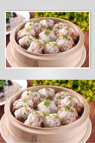 热菜糯米蒸排骨食物高清图片
