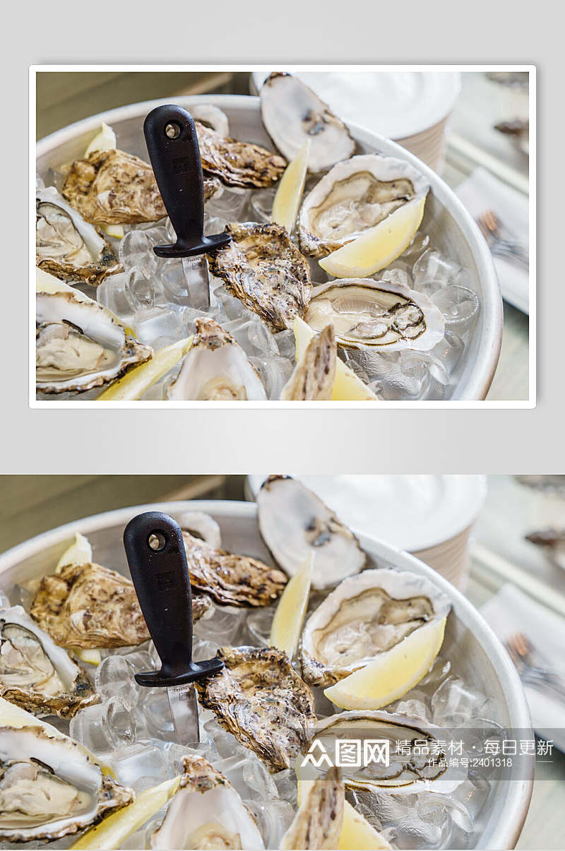 招牌冰镇牡蛎蛤蜊生蚝食品图片素材