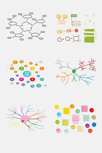 彩色思维导图分析免抠素材
