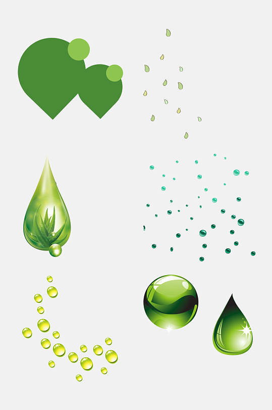 绿色水滴水珠雨滴免抠素材