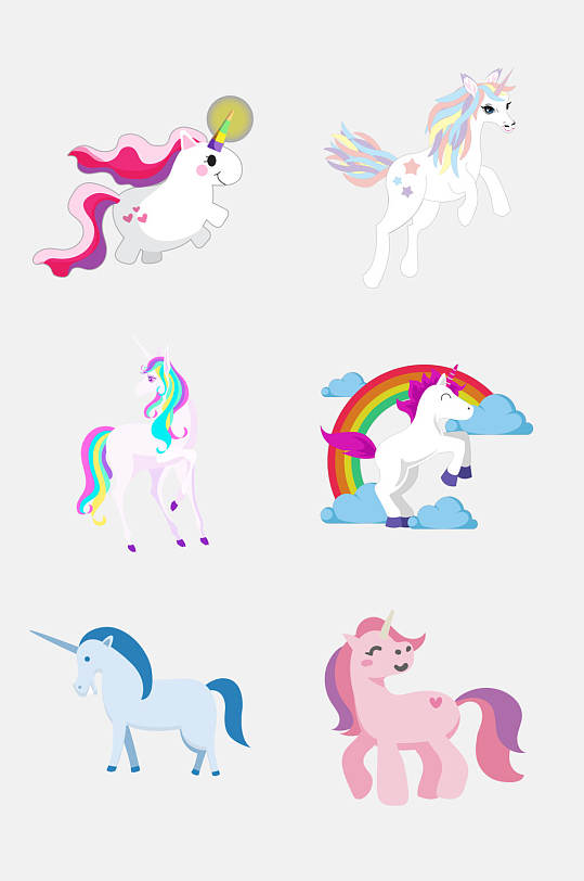 炫彩独角兽免抠元素