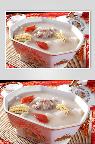 筒骨萝卜汤元食物高清图片