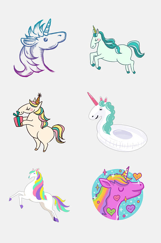 炫彩独角兽免抠元素