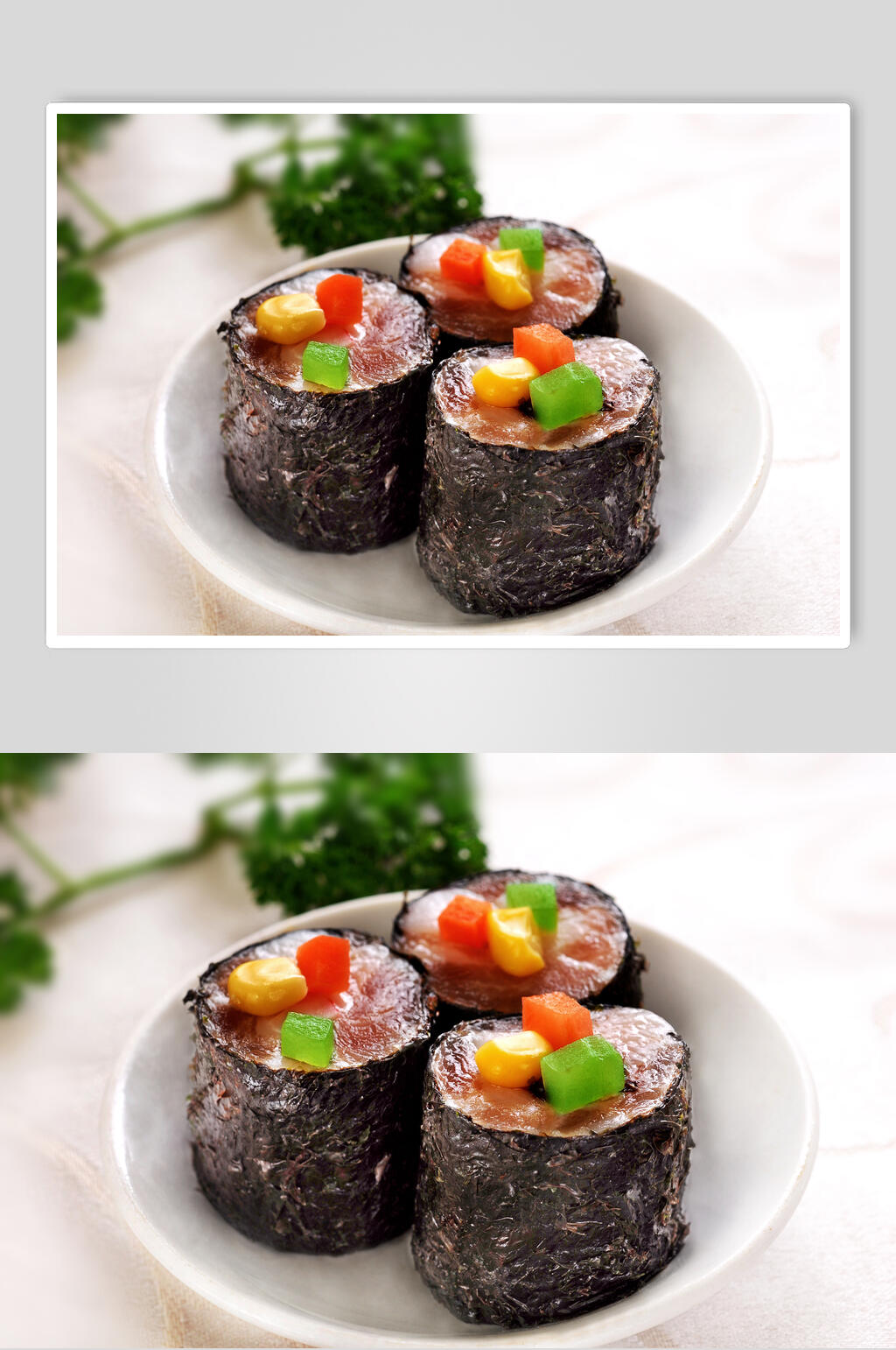 点心五彩紫菜卷食品摄影图片素材