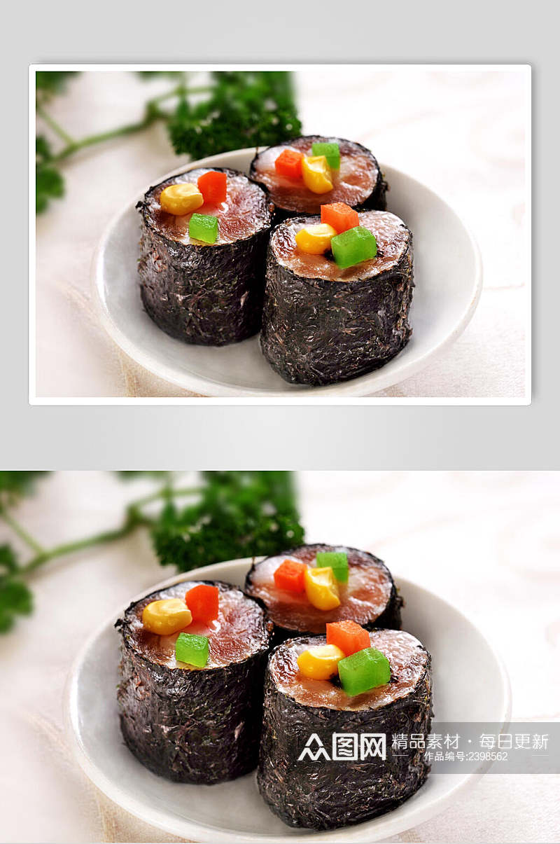点心五彩紫菜卷食品摄影图片素材