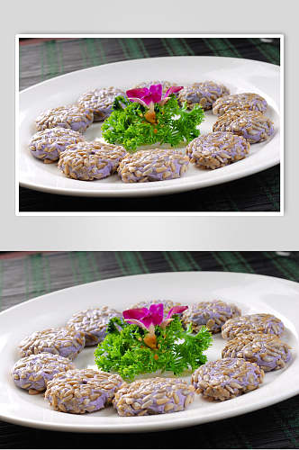小吃葵仁香芋饼新鲜食品摄影图片