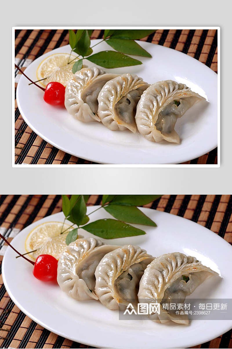 大点香煎韭菜饺食品摄影图片素材