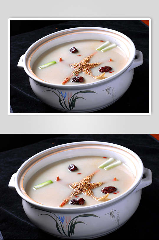 汤锅内海星圣汤食物高清图片