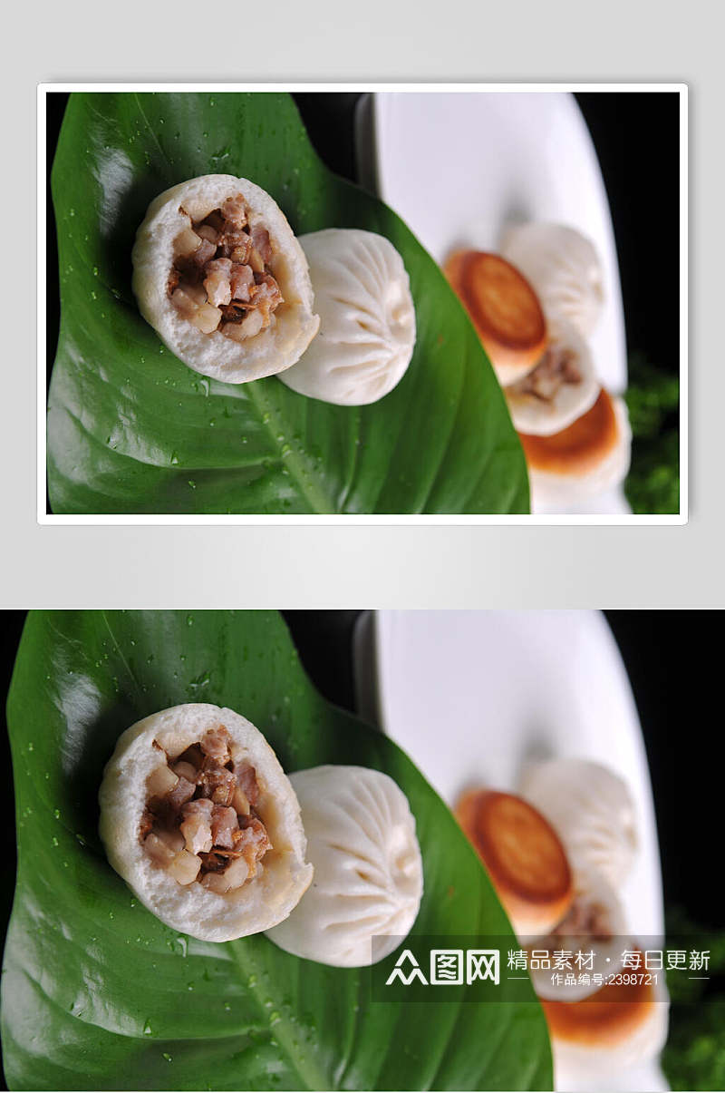 松茸菌煎包食品摄影图片素材