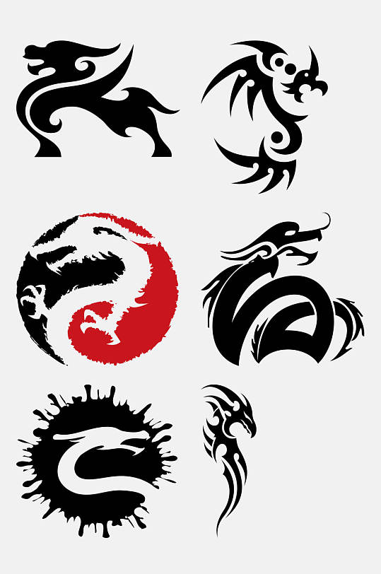 水墨风中国风龙纹图案免抠设计素材