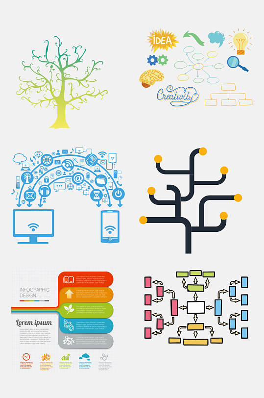 创意思维导图分析免抠素材