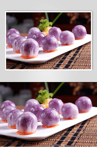 小吃紫薯水晶包新鲜食品摄影图片