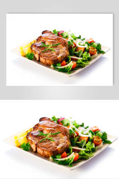 沙拉牛排猪排羊排食品图片