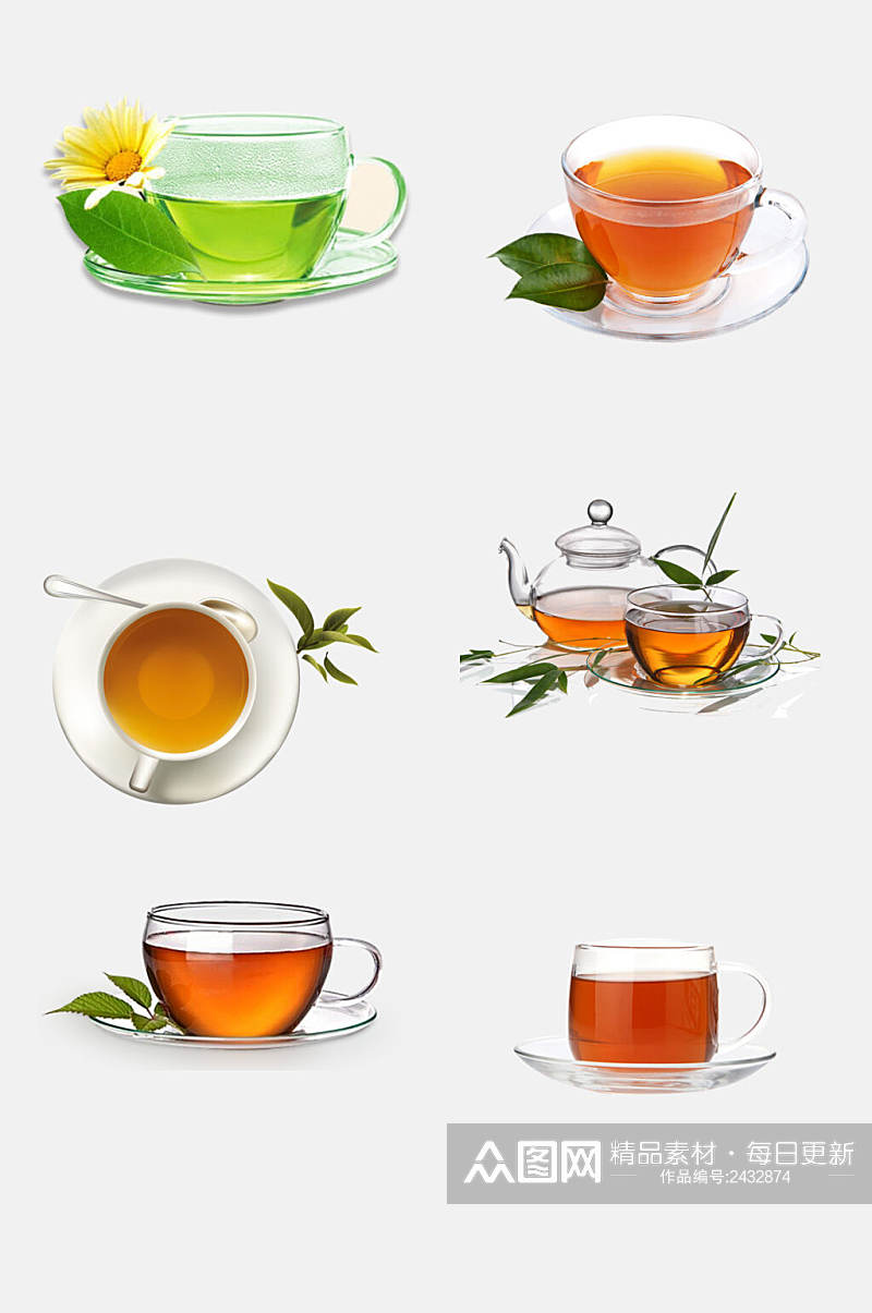 茶香花茶养生茶茶杯免抠素材素材