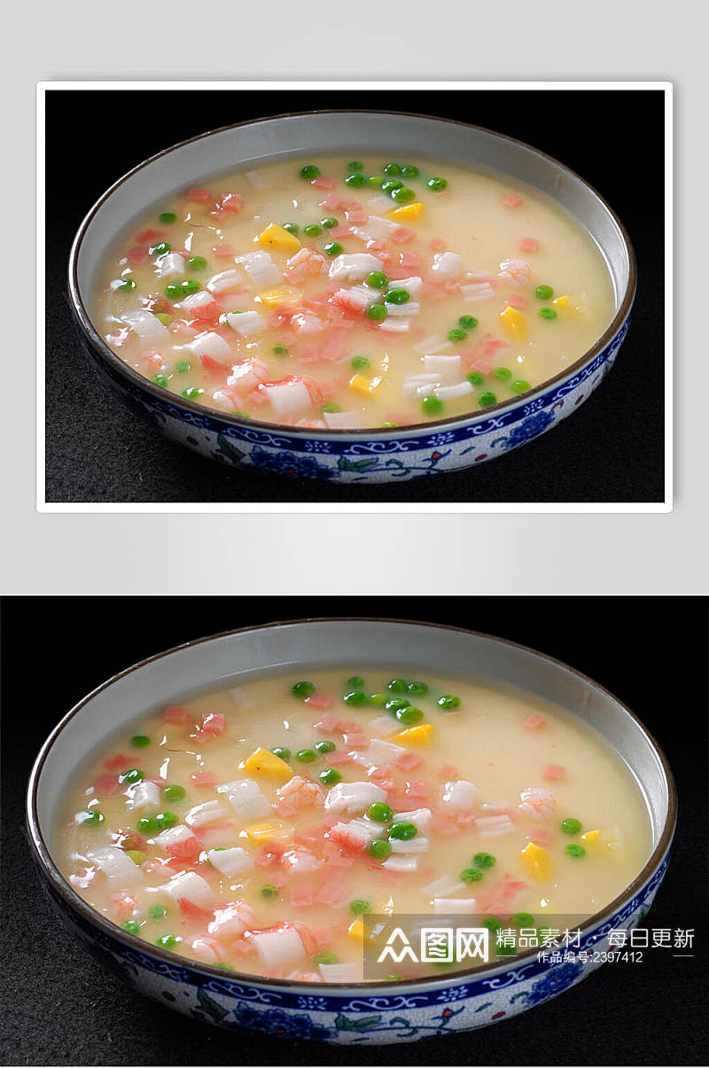 热菜七彩蒸蛋食物高清图片素材