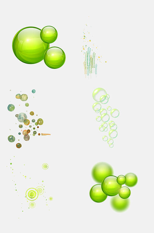 水彩绿色泡泡效果免抠素材