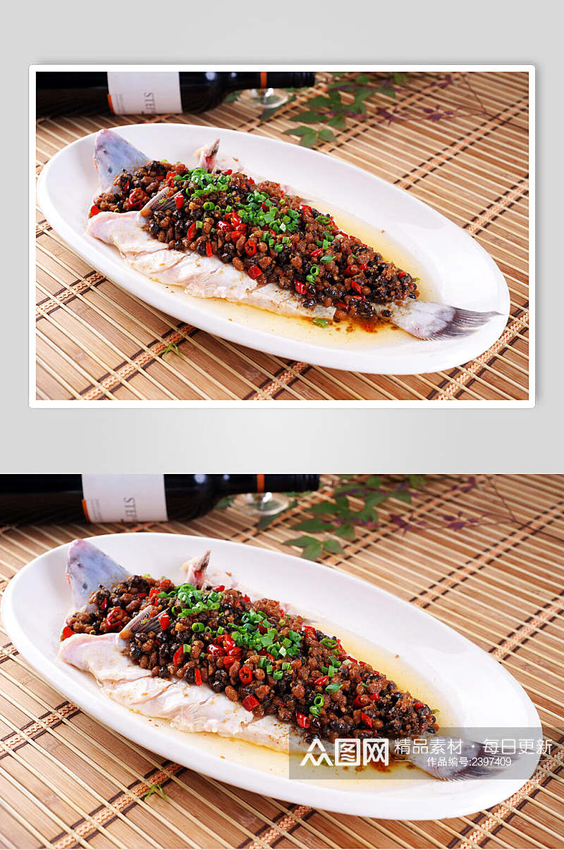 热菜豉汁蒸江团食物高清图片素材