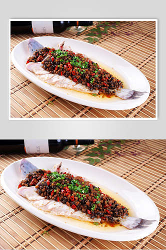 热菜豉汁蒸江团食物高清图片