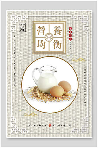中式营养均衡饮食餐饮文化海报