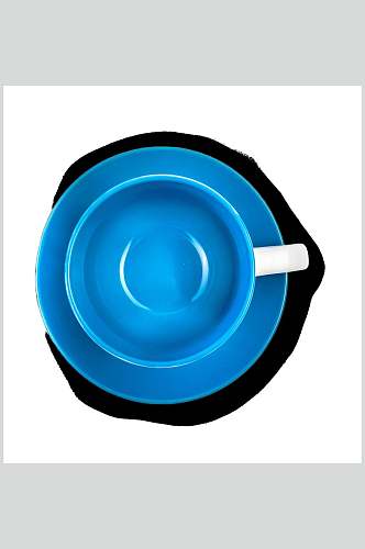 蓝色盘子杯子餐具素材