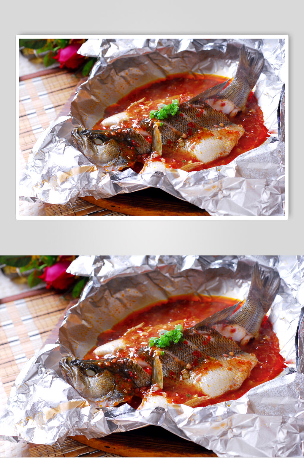 热菜纸包鲈鱼清蒸鲈鱼食物图片素材
