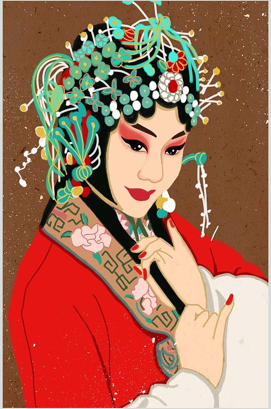 国潮京剧人物插画素材