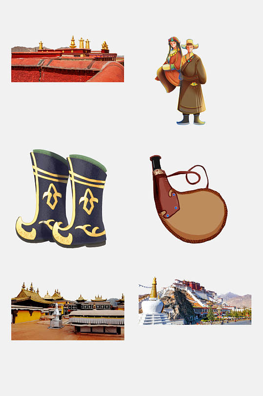 西藏旅游风情文化风景服饰免抠素材