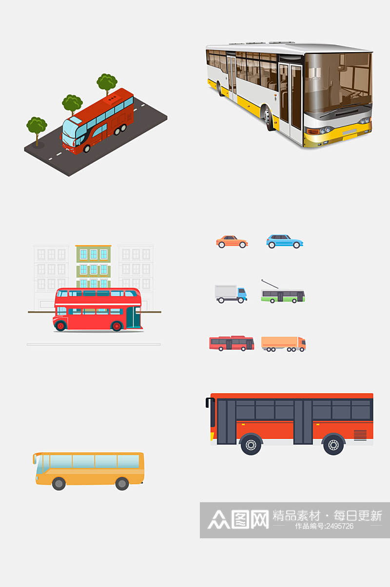 卡通公交车巴士免抠素材素材