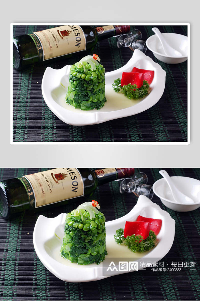 冲菜青豆食物高清图片素材