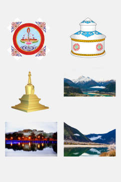 清新特色风情西藏旅游文化风景免抠素材