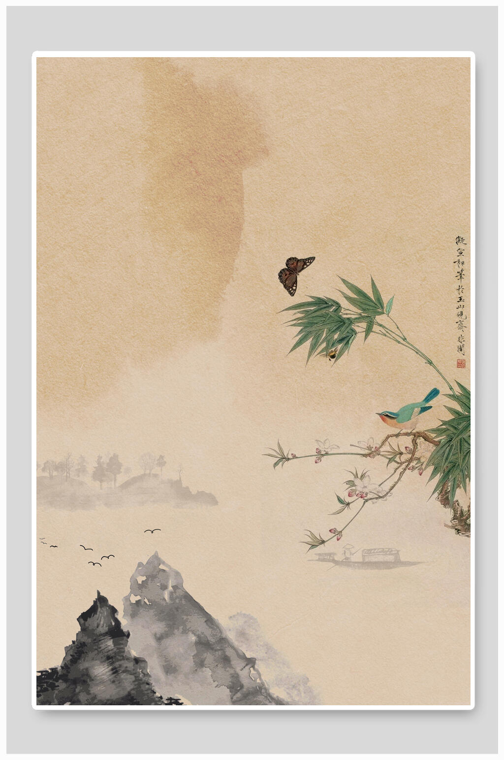 山国风海报背景素材