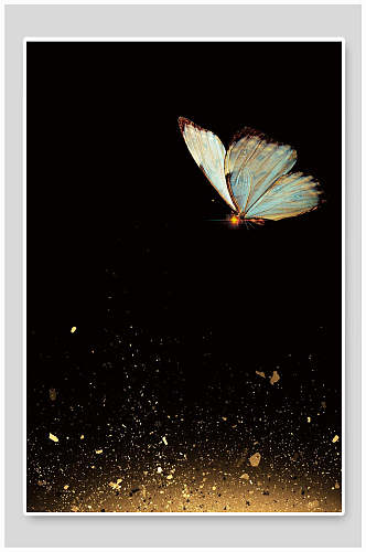 金色光斑蝴蝶倒计时海报背景