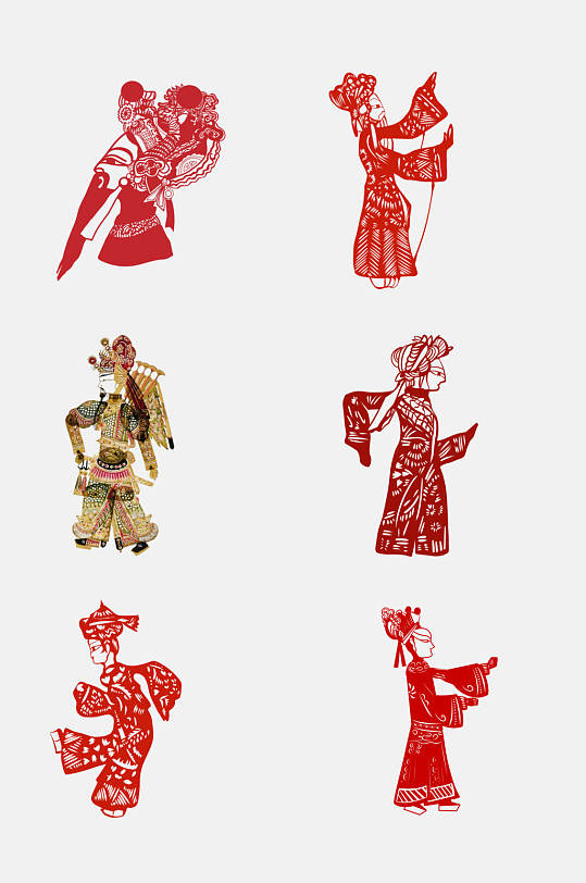 剪纸风皮影戏免抠素材