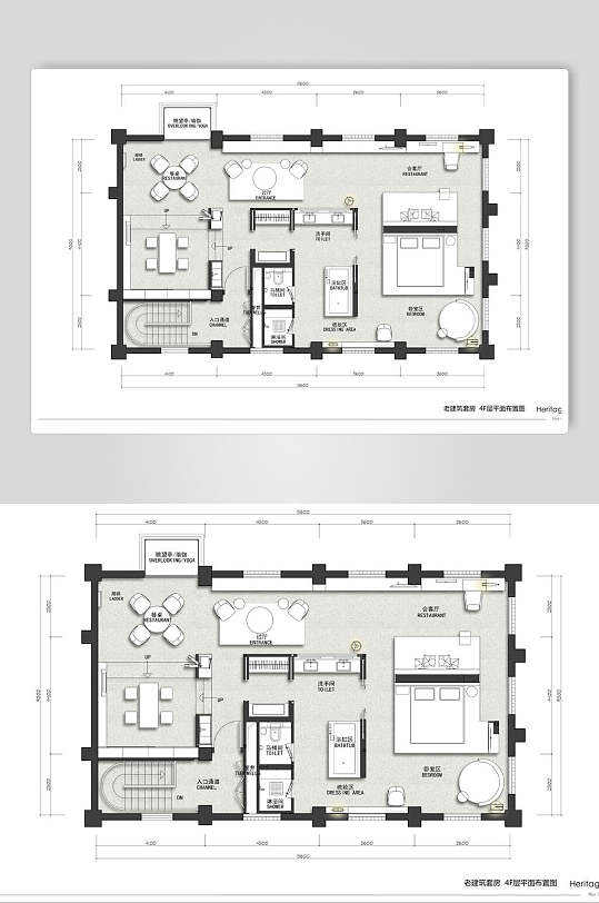 极简现代民宿平面布置户型图片