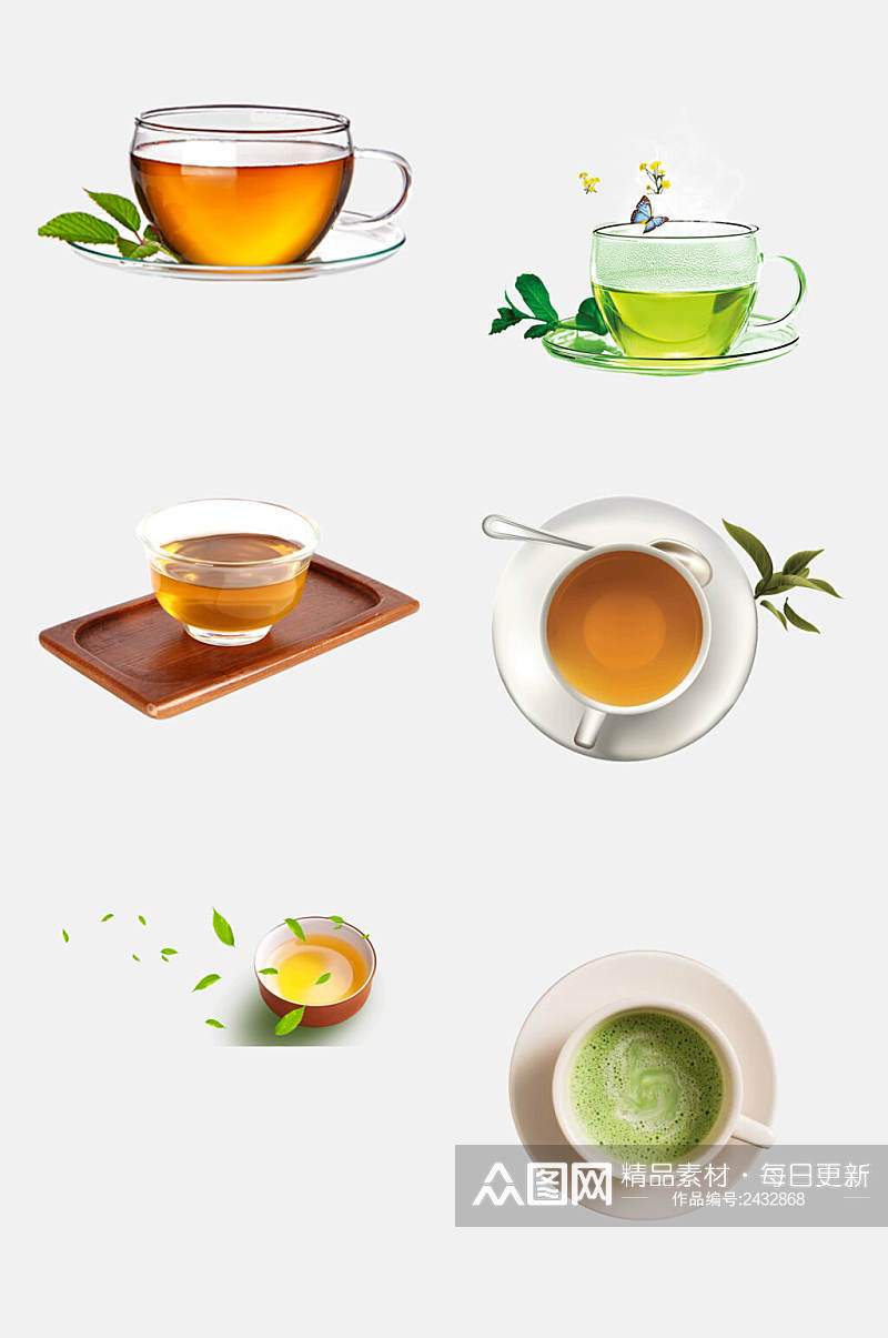 清新花茶养生茶茶杯免抠素材素材