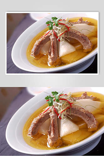 汤菜土人参排骨汤食物高清图片