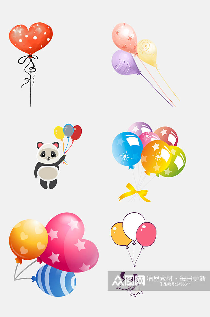 熊猫气球热气球免抠素材素材